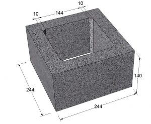 Блок дымохода футеровочный БФК-1 бетонный <br>(250*250*124)